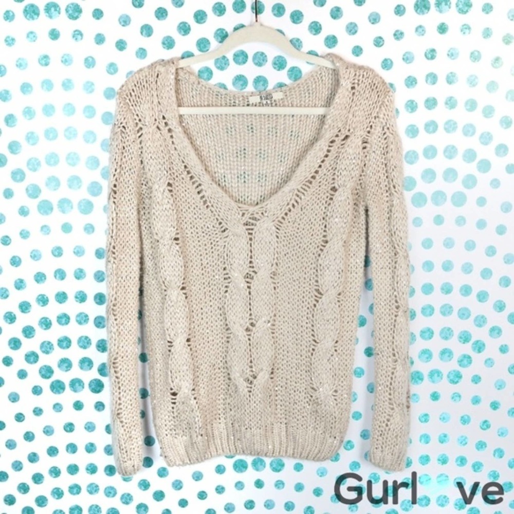 BB Dakota Ivory Knitted Sequins Sweater